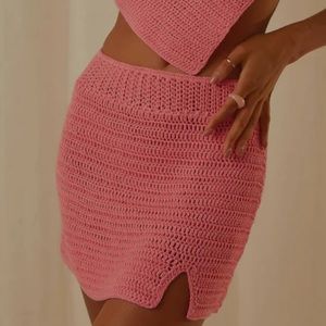 Peppermayo pink crochet skirt